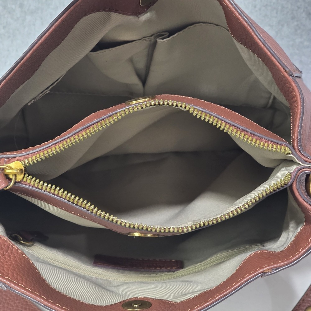 American Leather Co Luca Triple Entry Crossbody Purse Brown - Picture 11 of 16